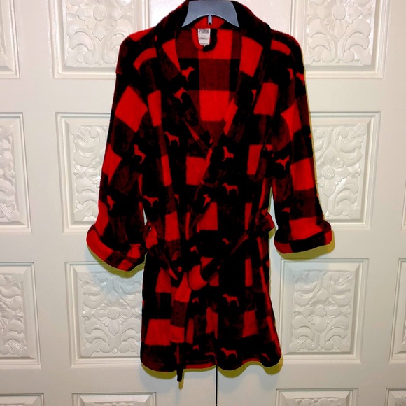 PINK Victoria's Secret Other - Women’s PINK Red/Black Robe M/L